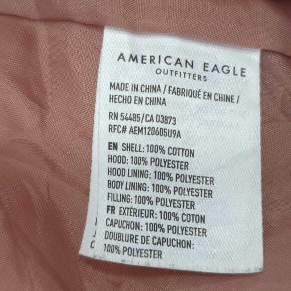 AMERICAN EAGLE PINK CORDUROY PUFFER JACKET WOMEN'S XL HOODED FULL ZIP POCKETS - Picture 16 of 16